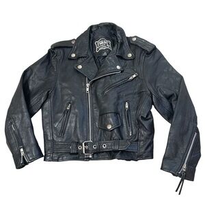 Rare Vintage Kids Black Leather Motorcycle Jacket Punk Grunge Emo
